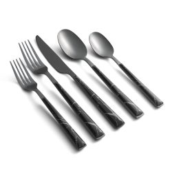 Lenox Heritage Lenox Heritage Eivin Mirror with Black Marble Handle 20-Piece Flatware Set