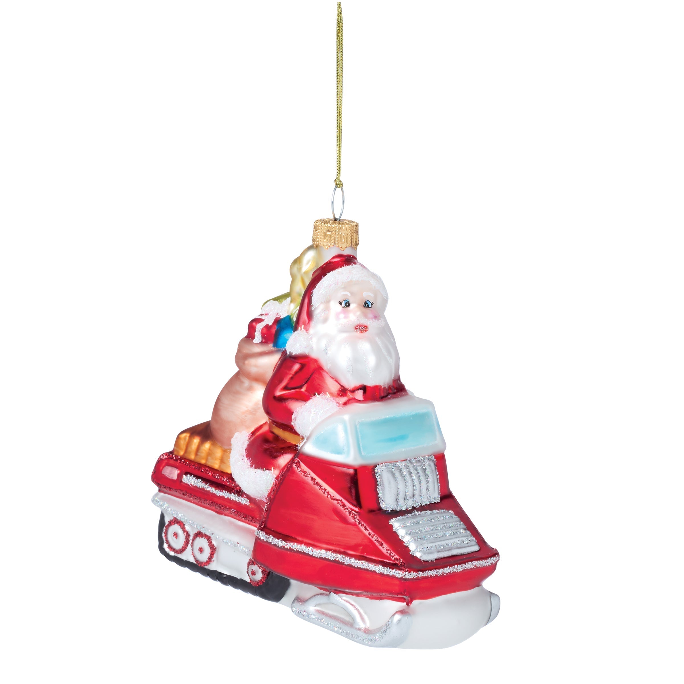 Lenox Heritage Lenox Heritage Retro Blown Glass Santa on Snowmobile Ornament - Image 3