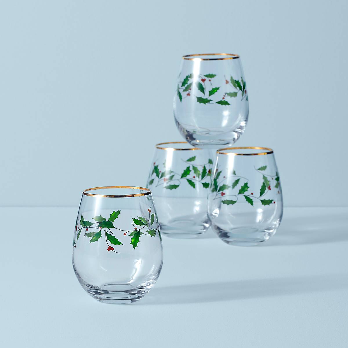 Lenox Heritage Lenox Heritage Holiday Stemless Wine Glasses, Set of 4