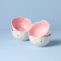 Lenox Heritage Lenox Heritage Butterfly Meadow Floral Pink Dessert Bowls, Set of 4