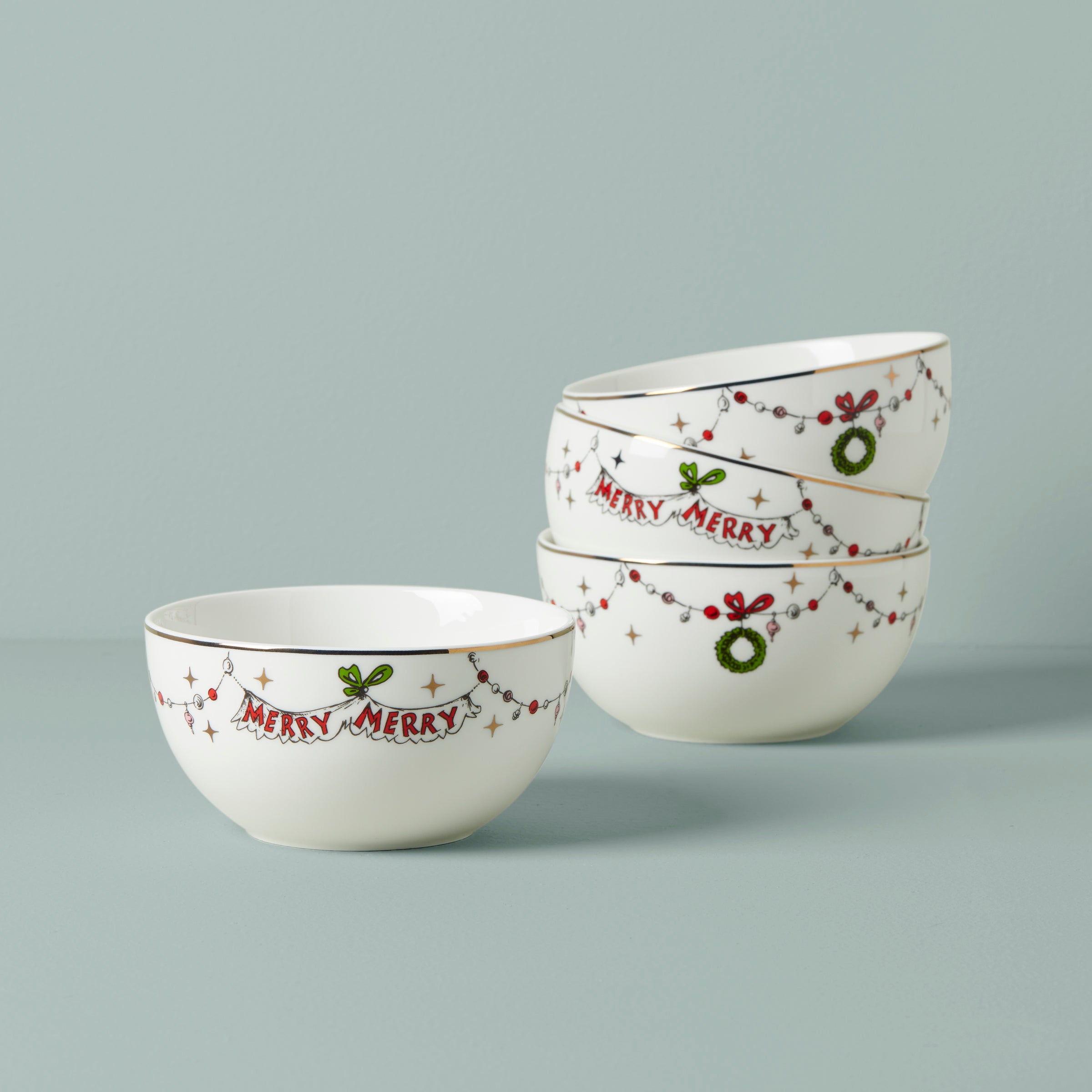 Lenox Heritage Lenox Heritage Merry Grinchmas All-Purpose Bowls, Set of 4 Assorted