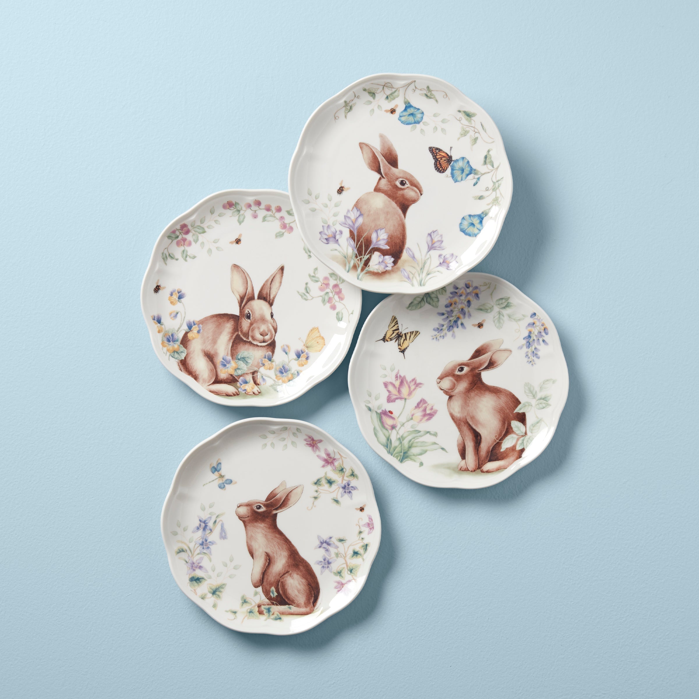 Lenox Heritage Lenox Heritage Butterfly Meadow Bunny Accent Plates, Set of 4
