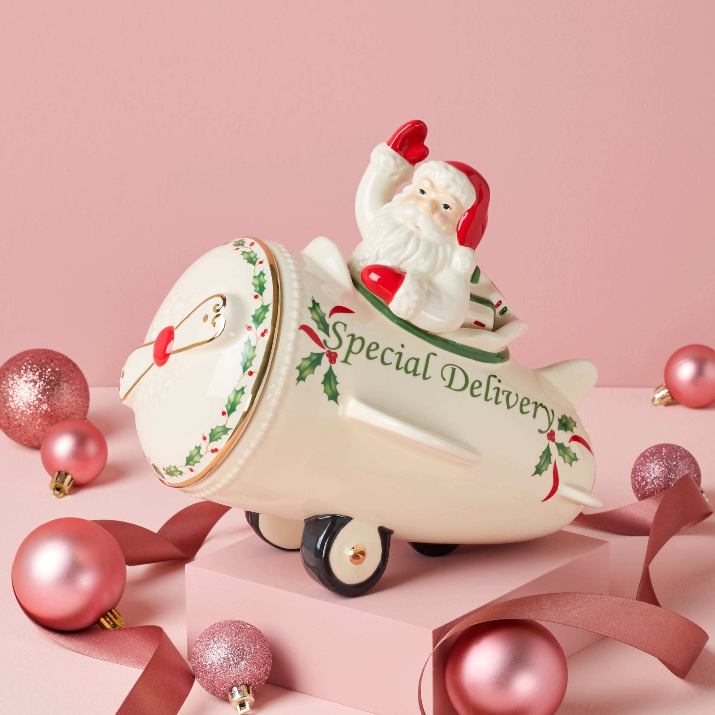 Lenox Heritage Lenox Heritage Holiday Santa Airplane Cookie Jar - Image 2