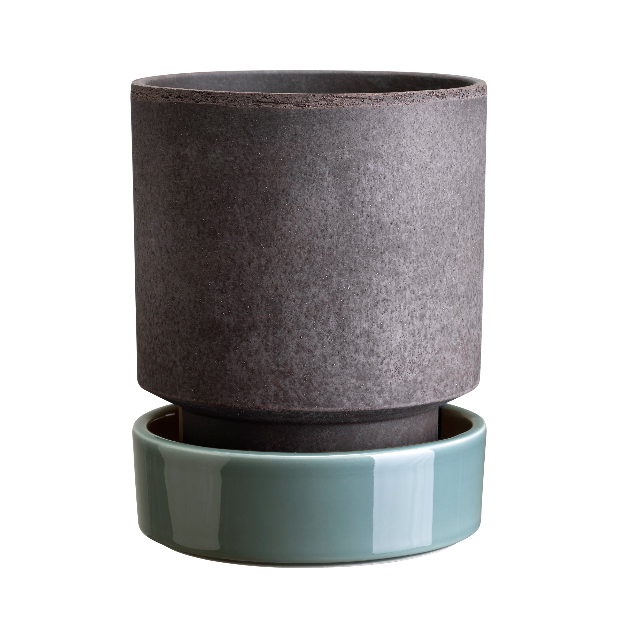 Lenox Heritage Lenox Heritage Hoff Raw Grey & Glazed Misty Blue 14cm Pot with Saucer