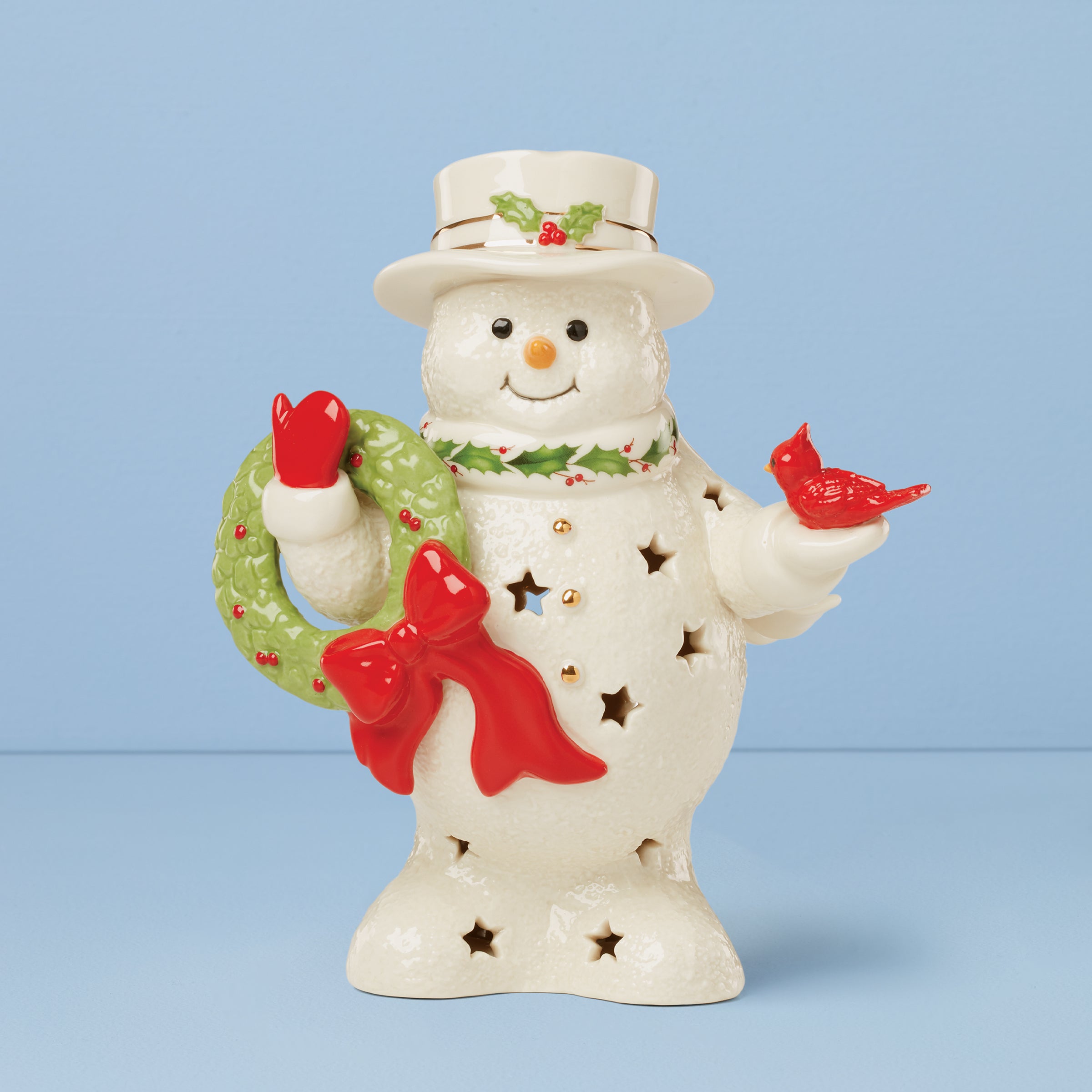 Lenox Heritage Lenox Heritage Happy Holly Days Snowman Holding Wreath Figurine - Image 2