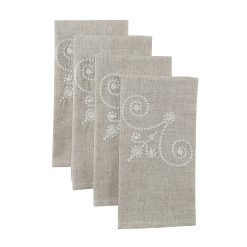 Lenox Heritage Lenox Heritage French Perle Linen Embroidered Dinner Napkins, Set of 4