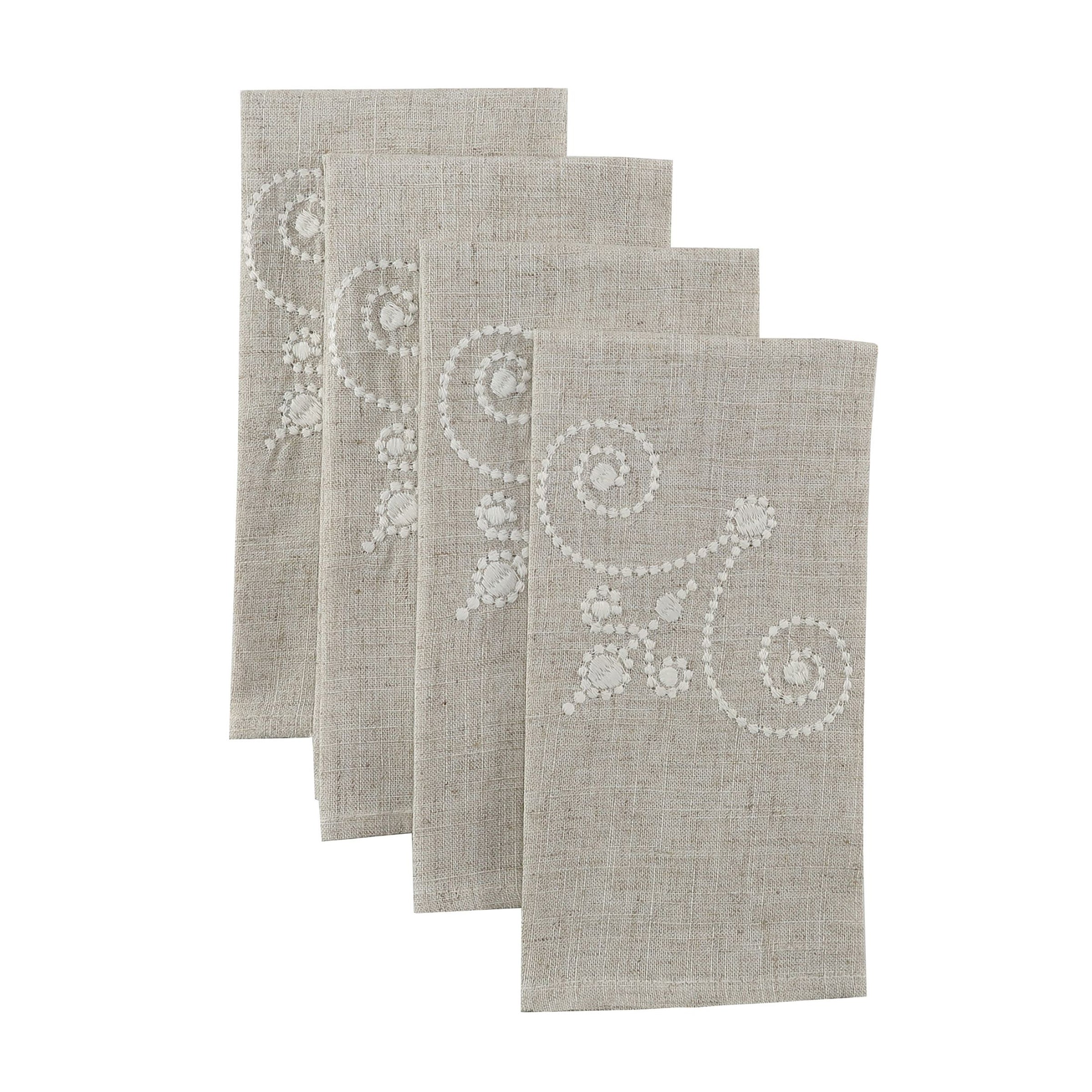 Lenox Heritage Lenox Heritage French Perle Linen Embroidered Dinner Napkins, Set of 4