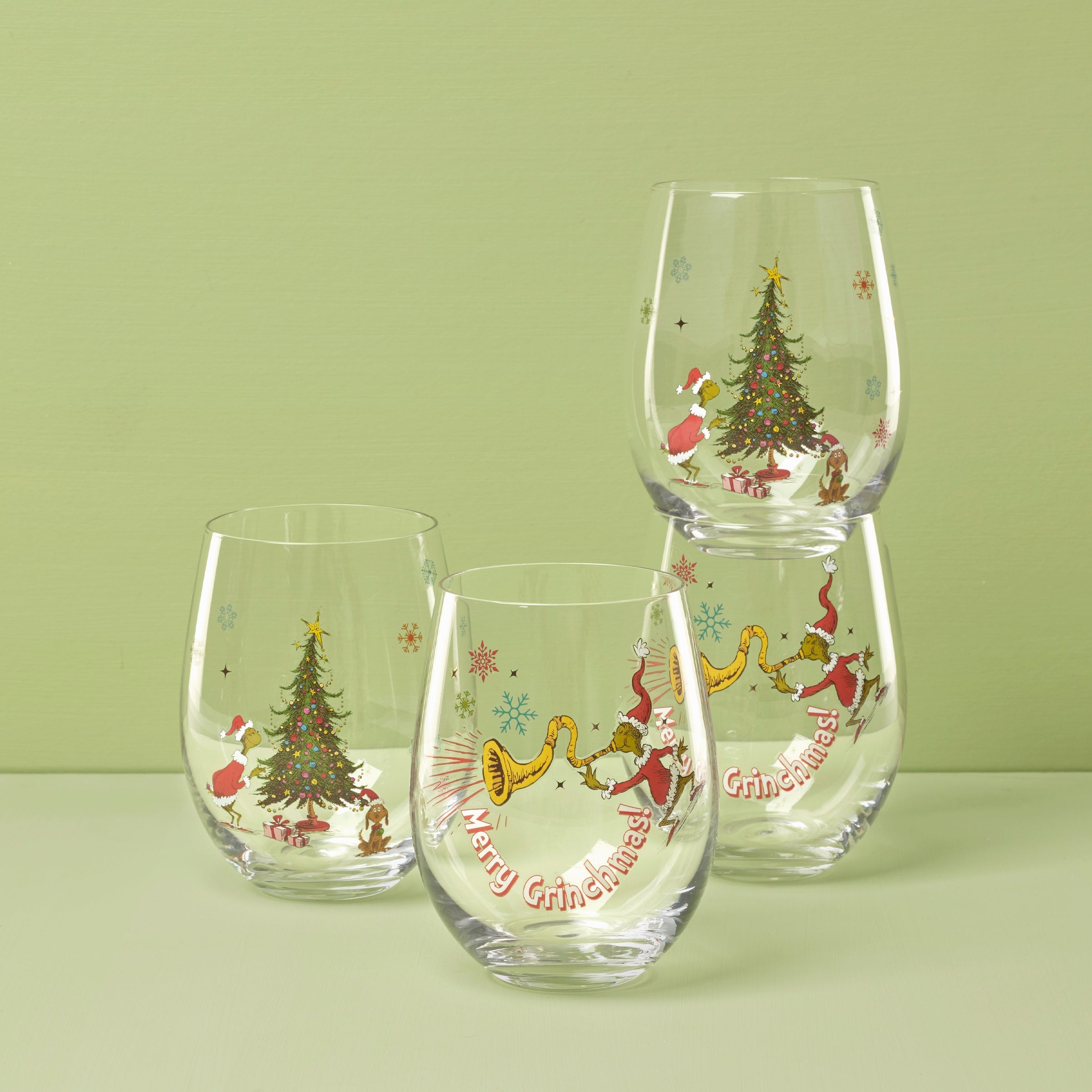 Lenox Heritage Lenox Heritage Merry Grinchmas Glass Tumblers, Set of 4