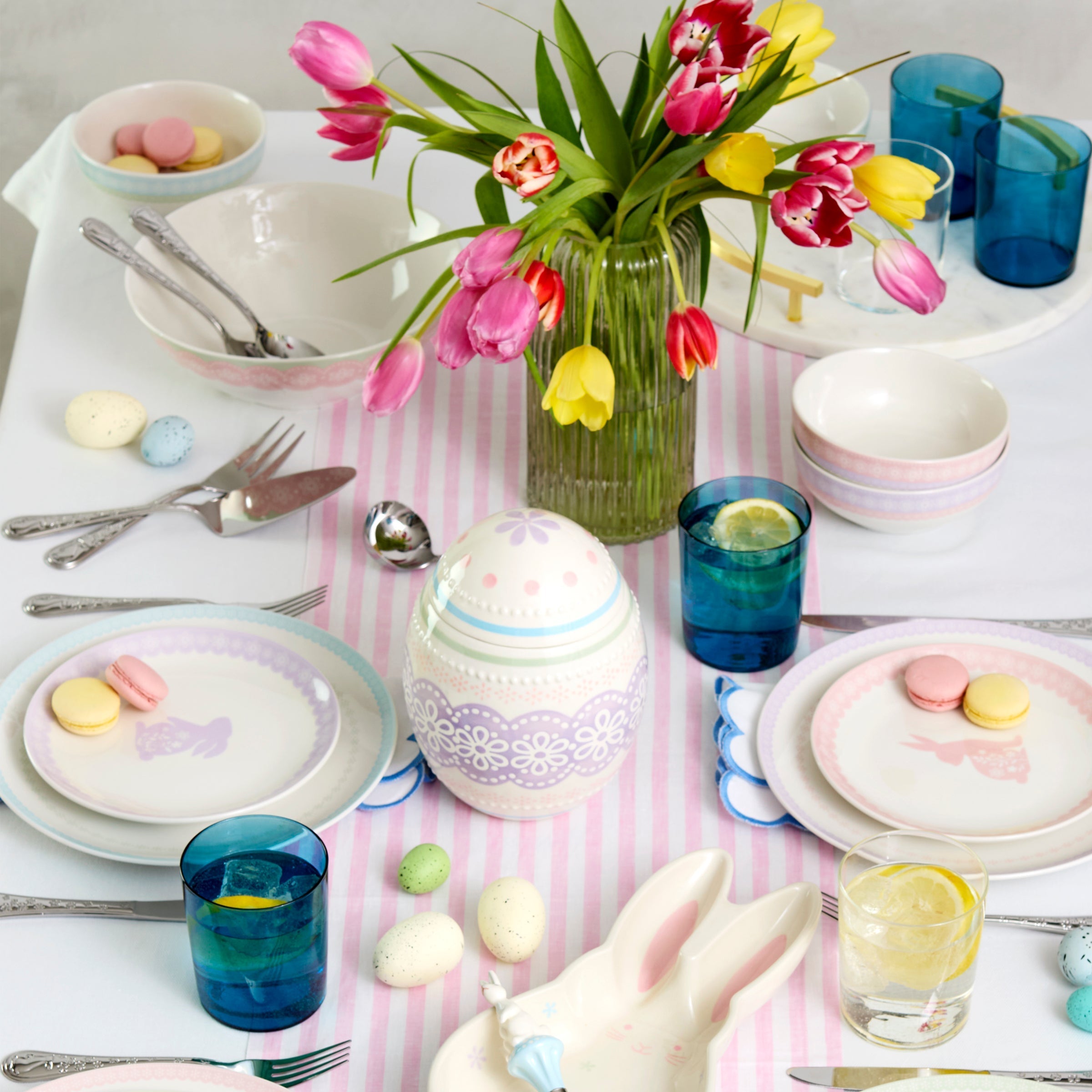 Lenox Heritage Lenox Heritage Bunny Hop Stackable Blue Tall Glasses, Set of 6 - Image 3